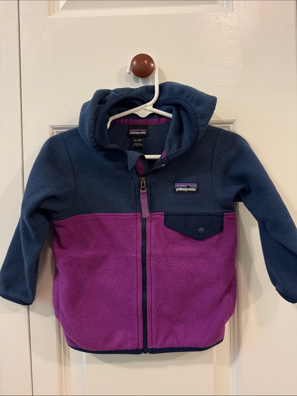 Patagonia Navy and Purple Toddler Fleece Jacket